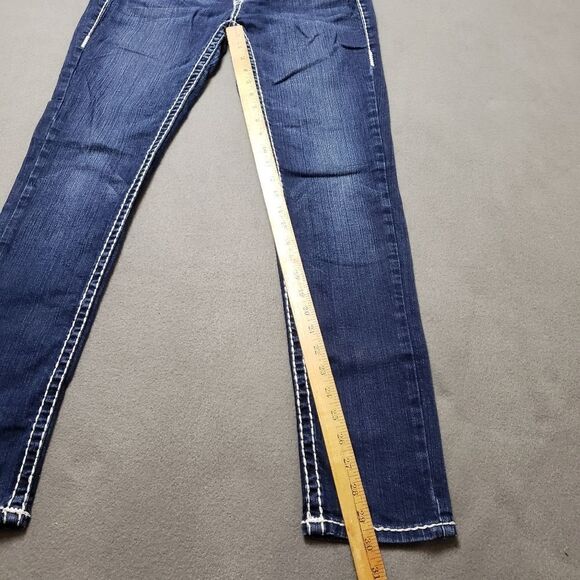 L.A. IDOL Thick Stitching Bling SKINNY JEANS sz 9 / 31 CRYSTAL STUDS Flap pocket - Picture 14 of 16